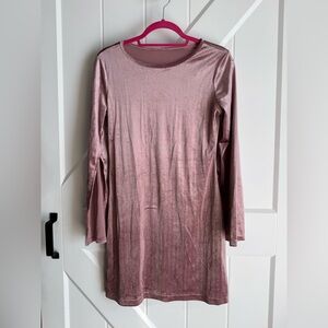 Pink Velvet Long Sleeve Dress